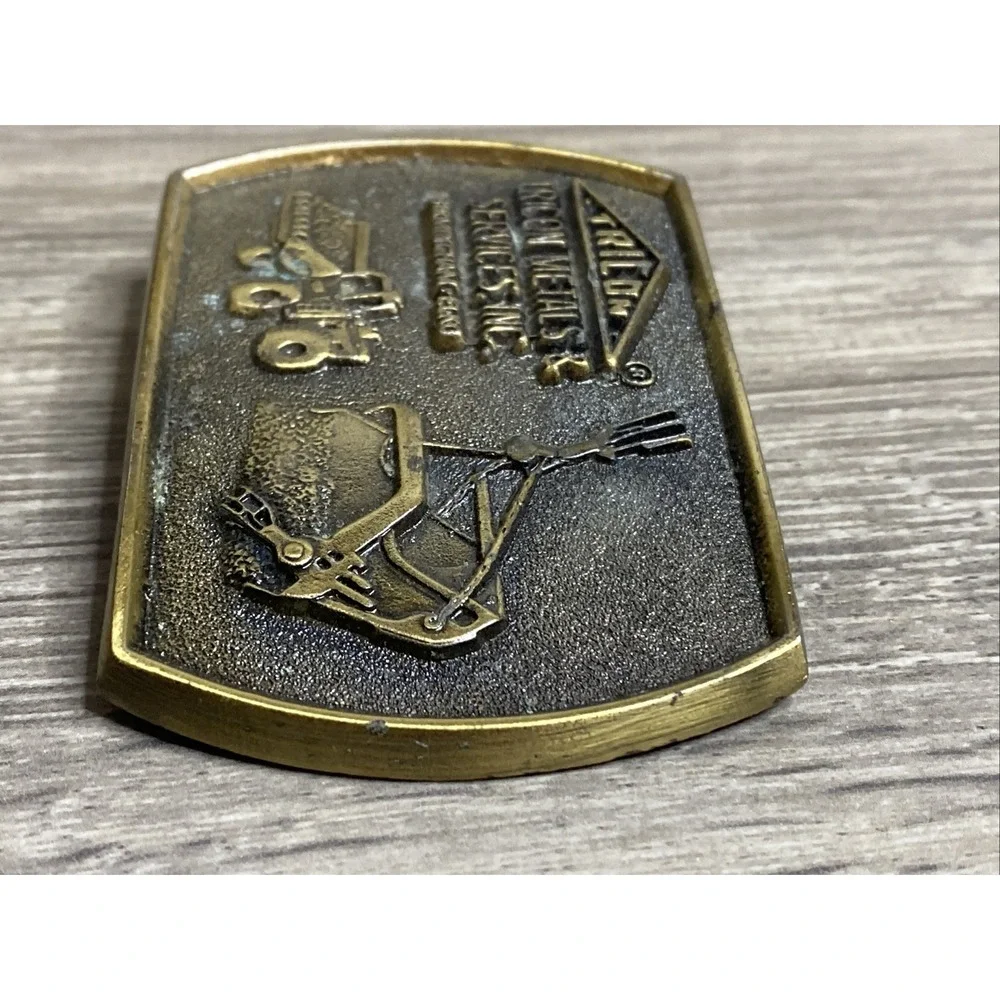 Tricon Metals Belt Buckle Solid Brass Construction Mining Equipment Vintag‎